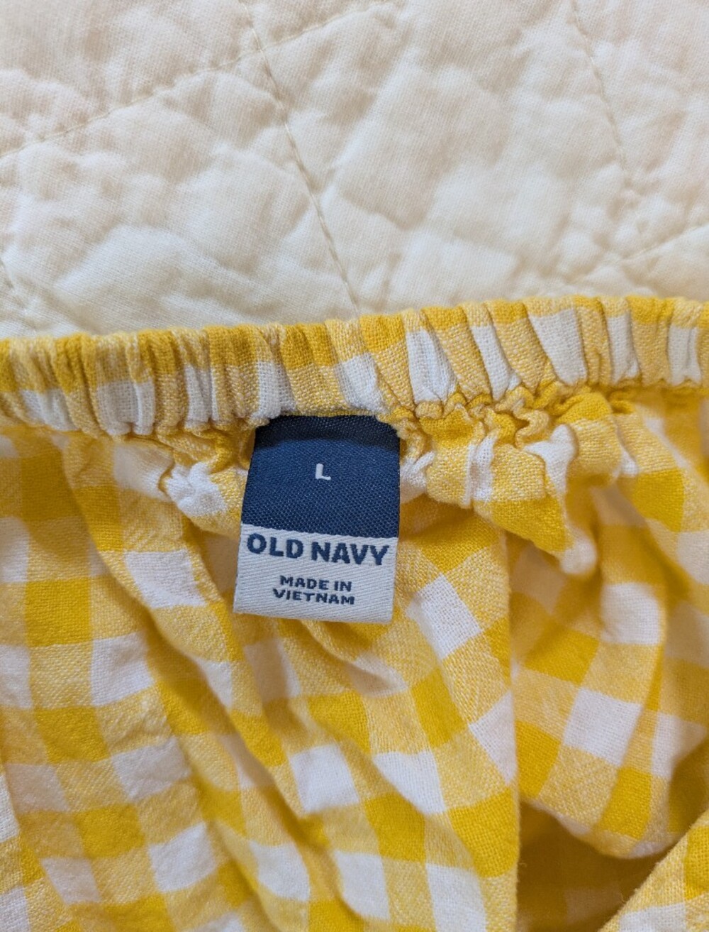 Old Navy Yellow Gingham Off-Shoulder Blouse - Picture 2 of 6